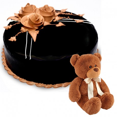 Chocolate Truffle Cake with Teddy
