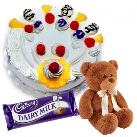 Pineapple Cake with Chocolates and Teddy